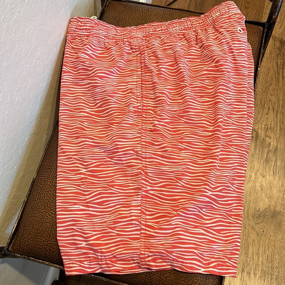 Brand New Kirkland Signature Swim Shorts gorgeous red candy & white swirl design - Picture 4 of 6